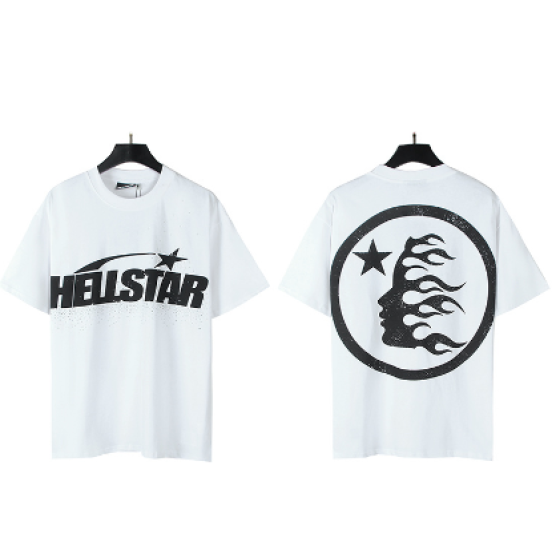 Hellstar, a trendy high-street style, loose-fitting cotton short-sleeved T-shirt with hot-stamped patterns.